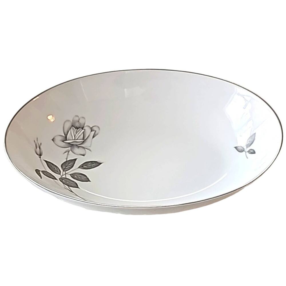 Queens Royal Fine China Japan Vintage Black Rose Pattern Serving Dish 10" x 8"
